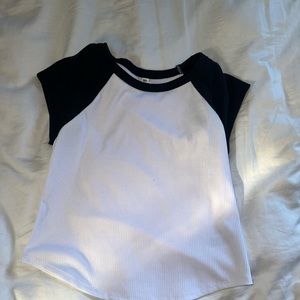 BP Black and White Baseball Tee